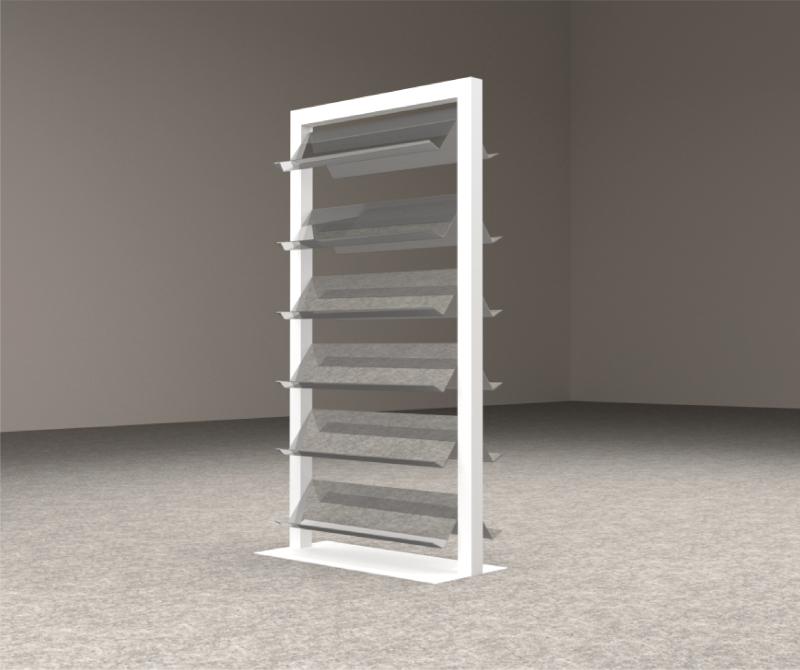 ekspozytor z pochyłymi półkami 280 cm