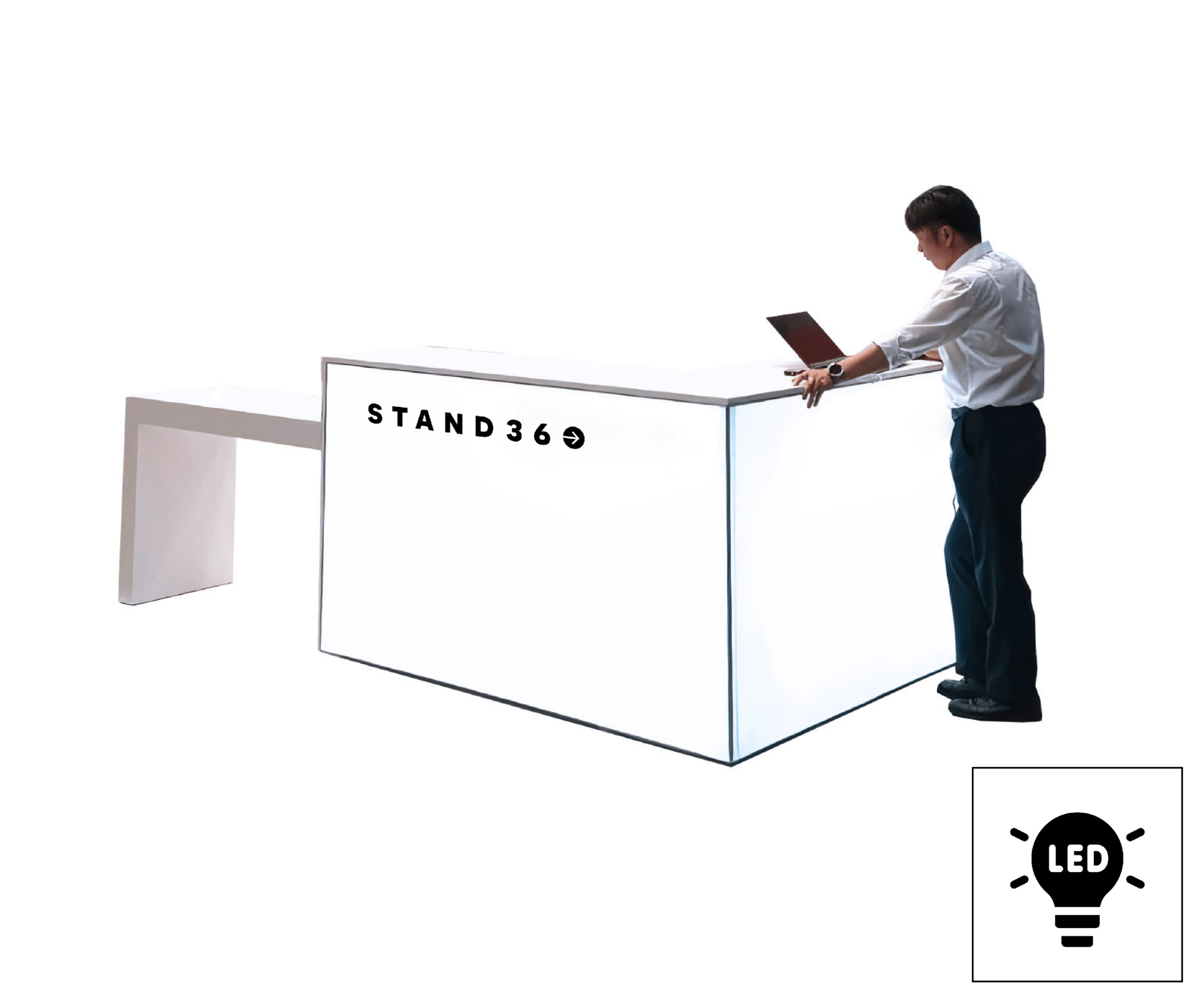 narożna lada LED + dostawka