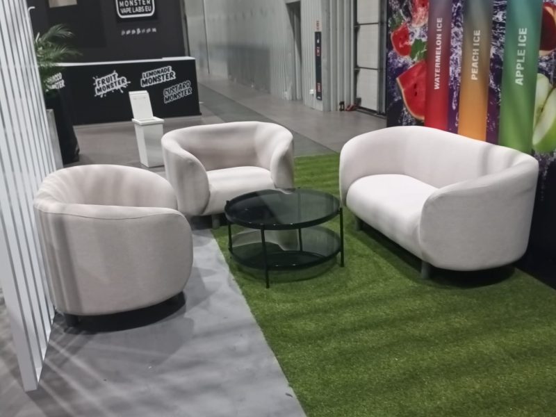 sofa armchair ecru creme rent rental warsaw poland fair event stand booth