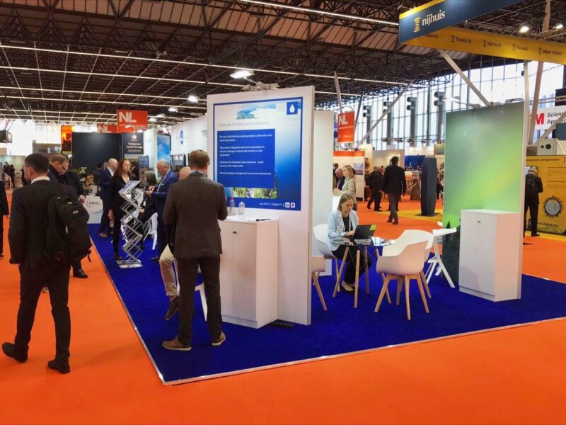 Our booth at Aquatech Amsterdam 2024, featuring a fully modular construction ensuring flexibility and functionality