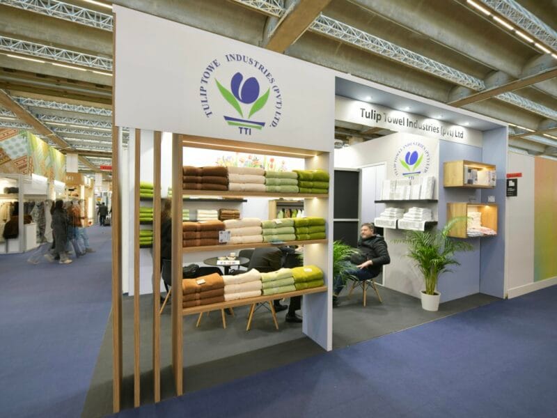 Stoisko targowe na Heimtextil 2025 w Niemczech, wykonane przez Stand 360