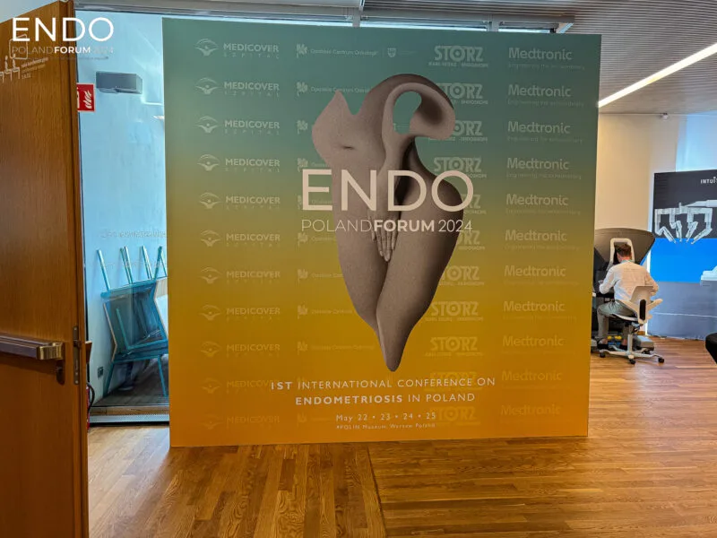 Branding wall with ENDO logo at a medical conference