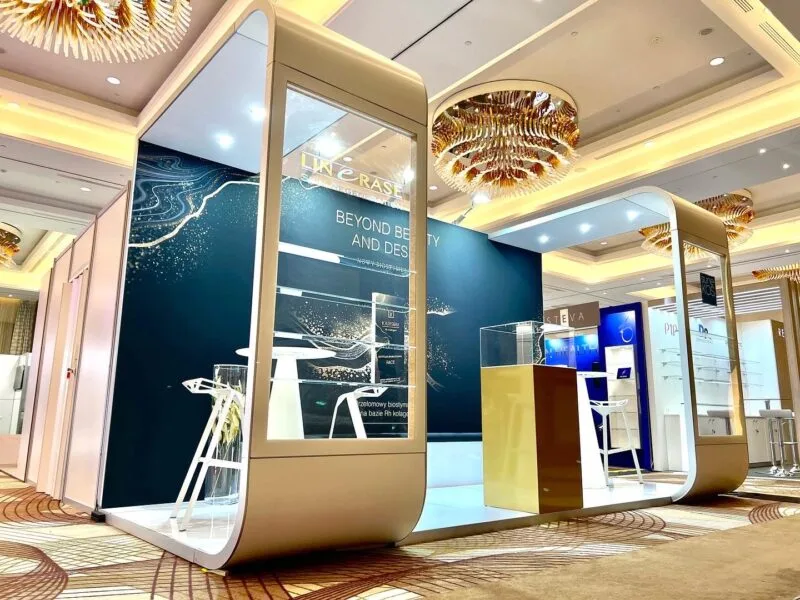 beige high-wall booth for conference center