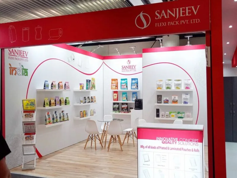 modular booth with product display for hotel fairs