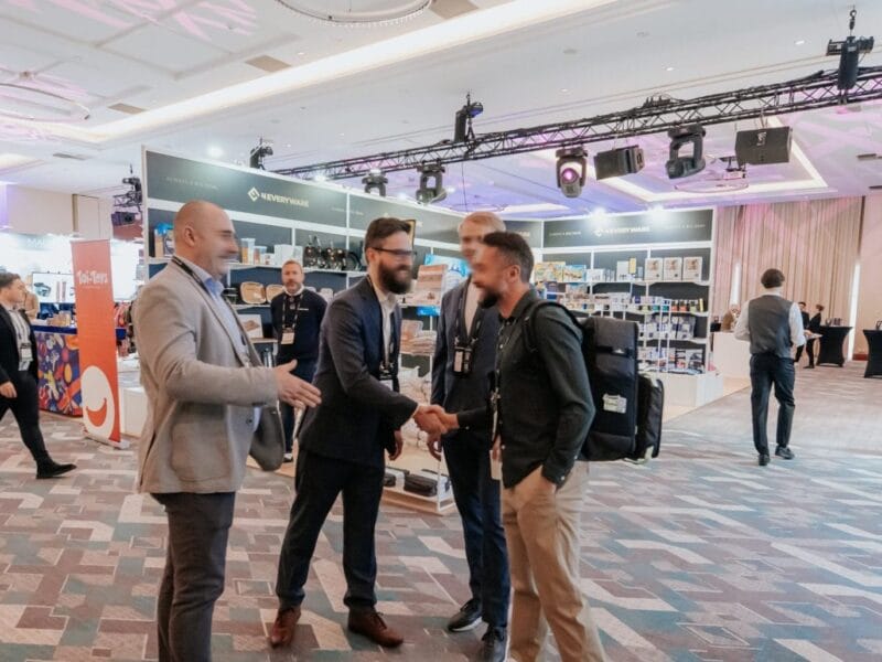 European team supervising trade show booth installation in the USA