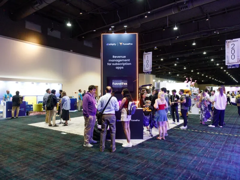 exhibition stand builder Las Vegas USA – Adapty booth at MAU Vegas